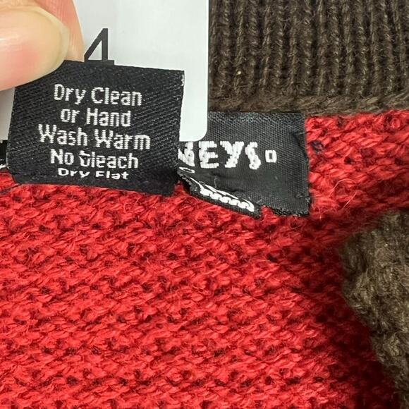 Little Journeys Chicago Knit Sweater Women's Size M Alpaca Wool Blend Red V Neck - Picture 6 of 8